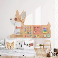 Dog-Shaped Wooden Busy Board